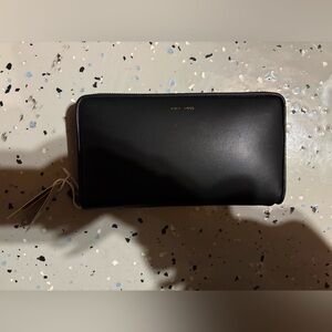 Black Leather Zip Wallet